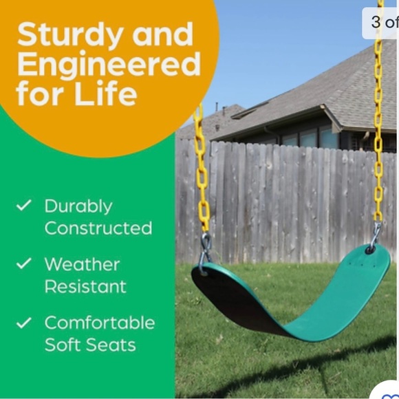 Kids Swings Green Sturdy Heavy Duty For Outdoor Playground Or Hang On Tree NIP - Picture 5 of 6